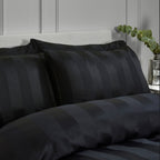Catherine Lansfield So Soft Black Satin Stripe Duvet Set