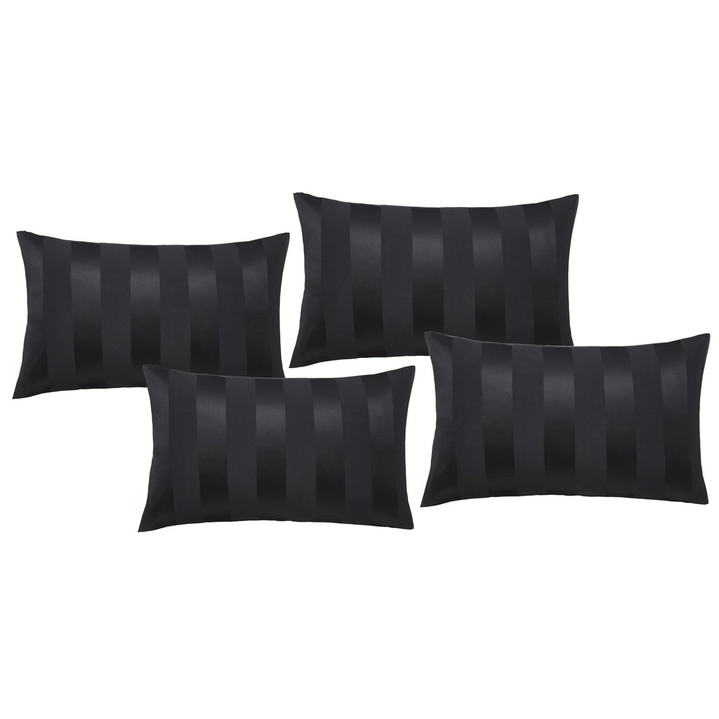 Catherine Lansfield So Soft Black Satin Stripe Standard Pillowcase Pack of 4