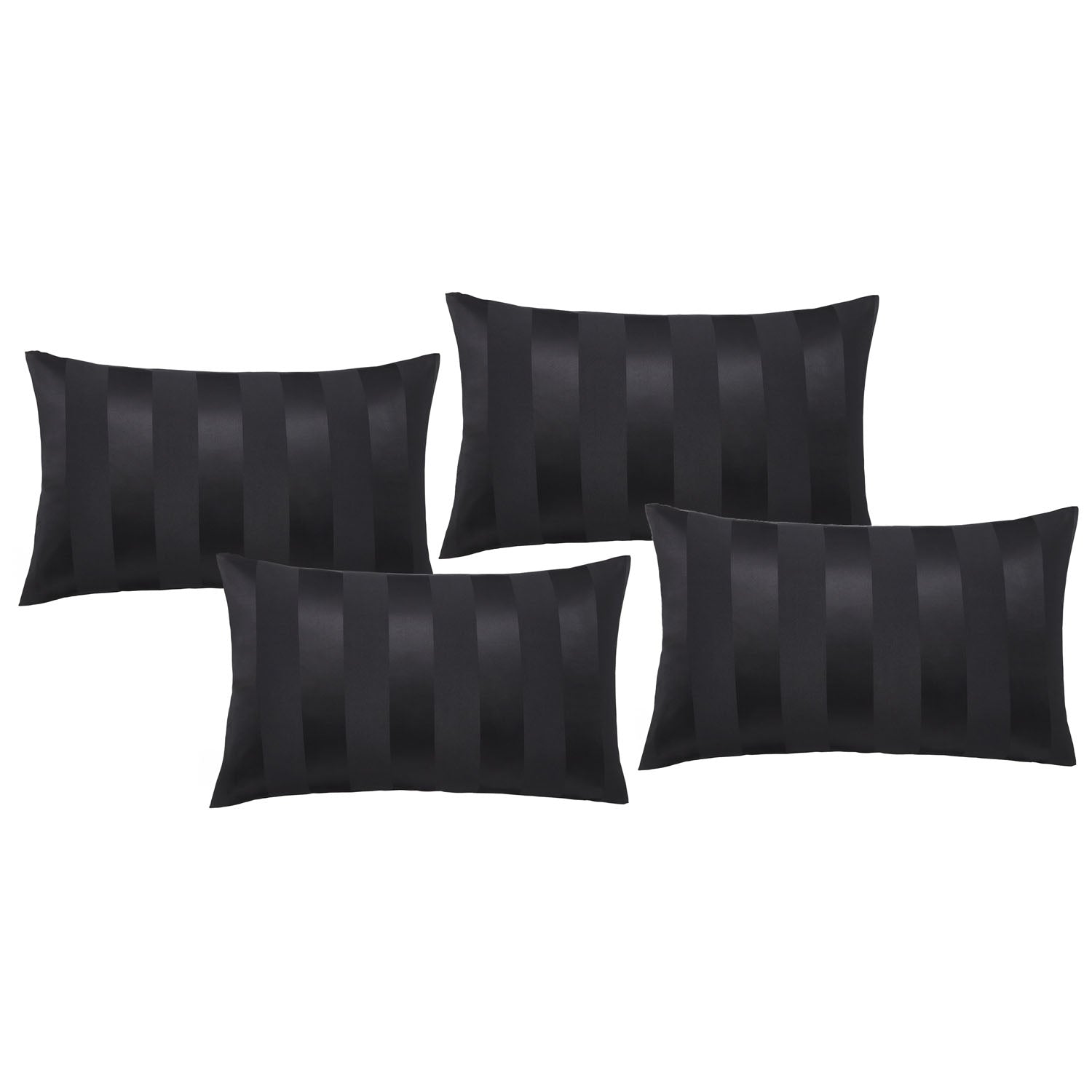 Catherine Lansfield So Soft Black Satin Stripe Standard Pillowcase Pack of 4