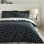 Catherine Lansfield Black & White Polka Dot Reversible Duvet Set