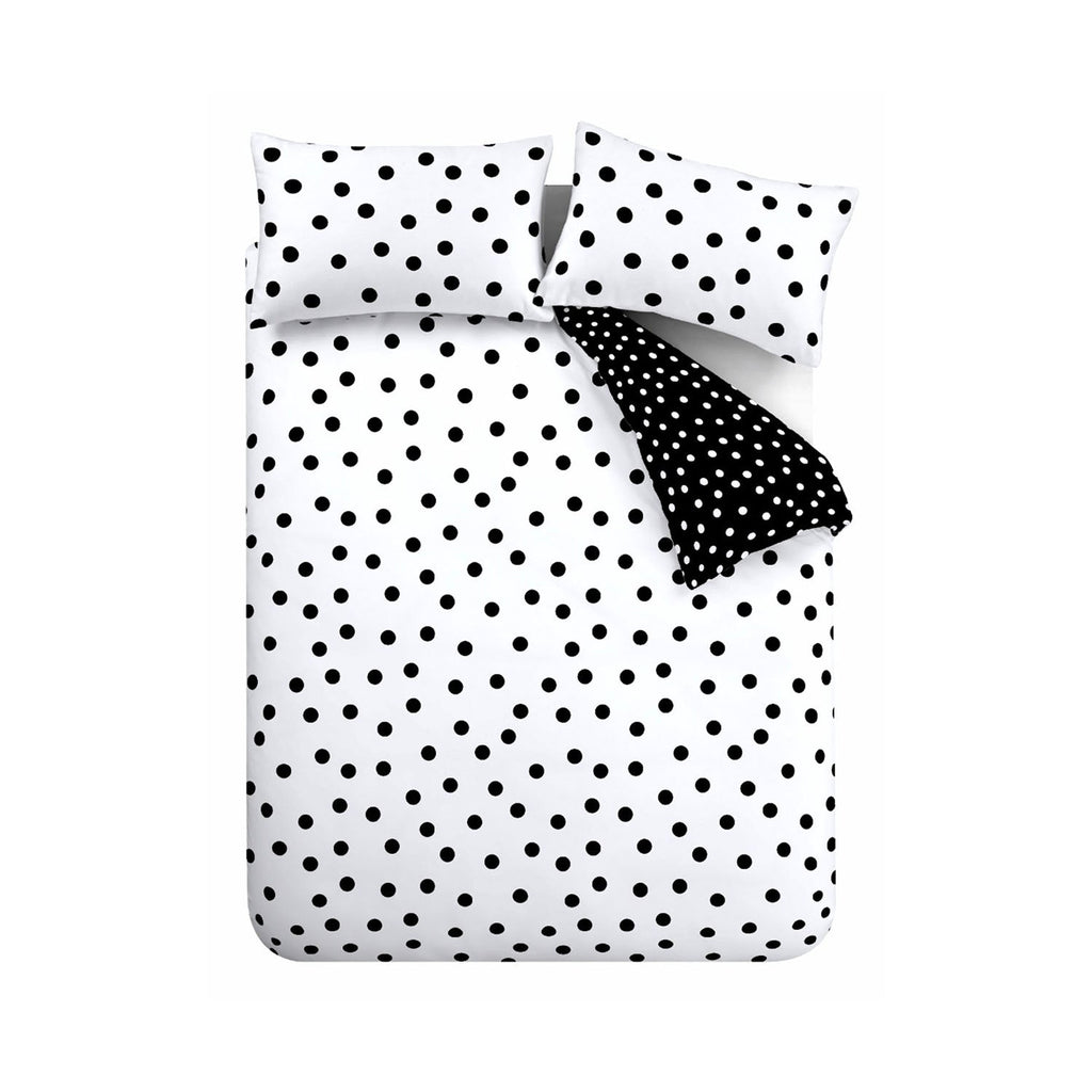 Catherine Lansfield Black & White Polka Dot Reversible Duvet Set