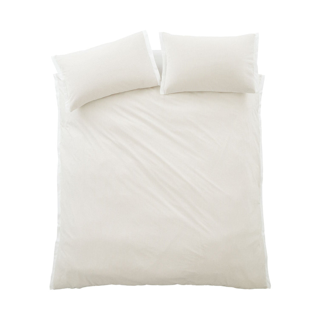 Bianca Natural Seersucker Woven Stripe 180TC Cotton Duvet Set