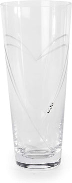 Etched Heart Detail Crystal Glass Vase | M&W