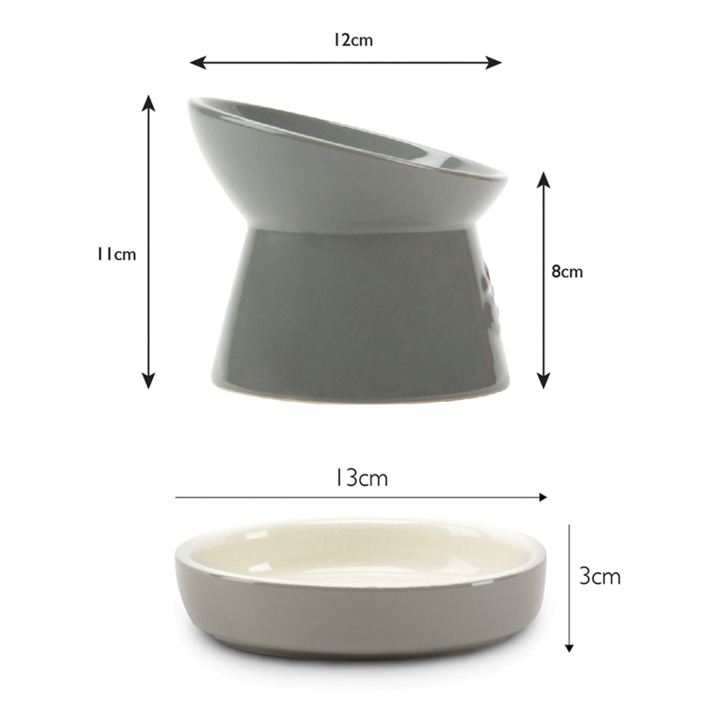 Scruffs Grey Classic Raised Cat Feeder Bowl & Saucer Set