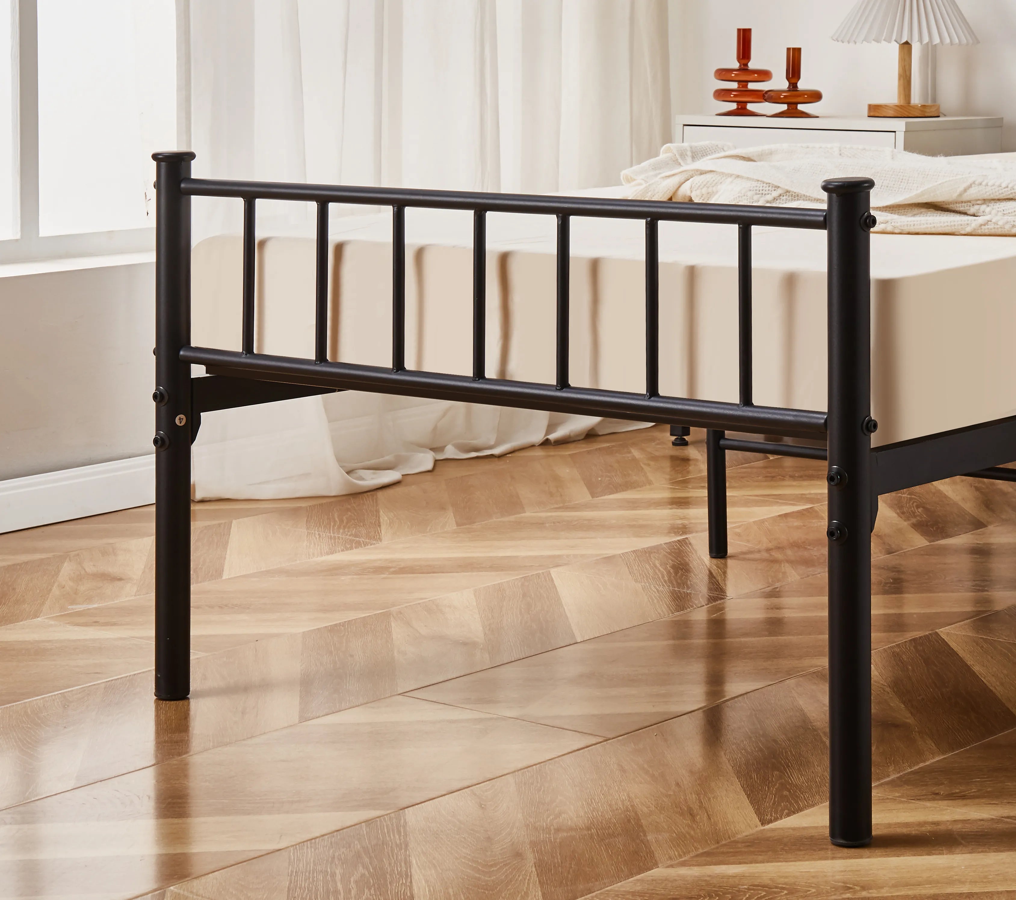 Cromer Modern Black Metal Bed Frame