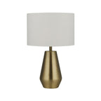 Antique Brass Base Touch Table Lamps With White Shades (Pair)