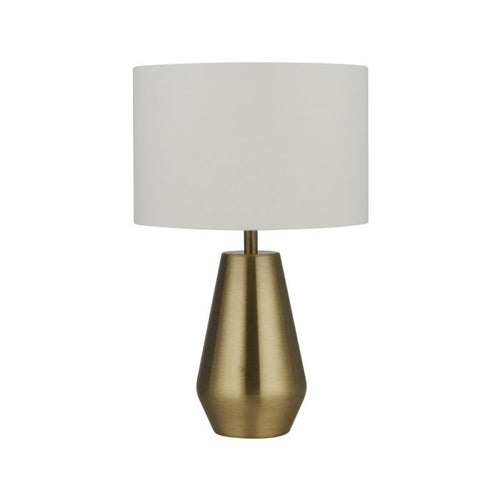 Antique Brass Base Touch Table Lamps With White Shades (Pair)