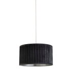 Pleated Velvet Grey Shade With Metallic Silver Inner (30cm)