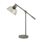 Clear Glass And Grey Task Table Lamp