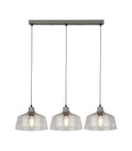 Clear Glass And Grey 3 Light Diner Bar Pendant