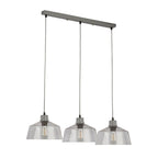 Clear Glass And Grey 3 Light Diner Bar Pendant