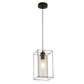 Black Frame Single Pendant Light with Clear Inner Glass