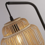 Black Table Lamp With Bamboo Frame Shade