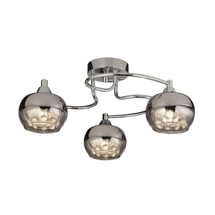 3Lt Rose Chrome Glass Flush Ceiling Light