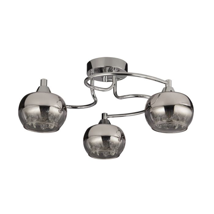 3Lt Rose Chrome Glass Flush Ceiling Light