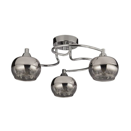 3Lt Rose Chrome Glass Flush Ceiling Light