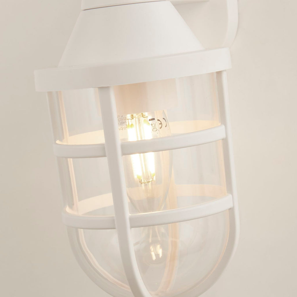 White Cage Outdoor Light Wall Bracket