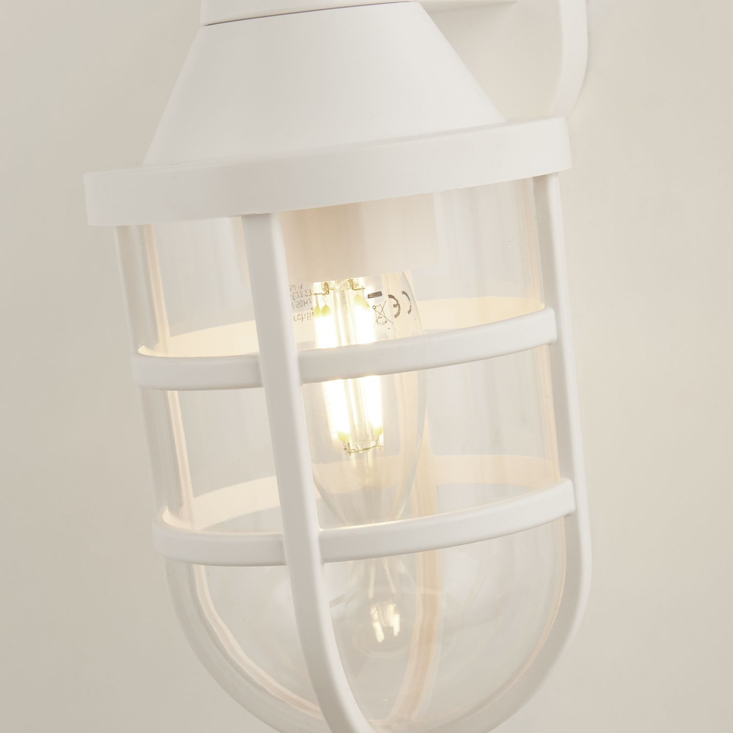 White Cage Outdoor Light Wall Bracket