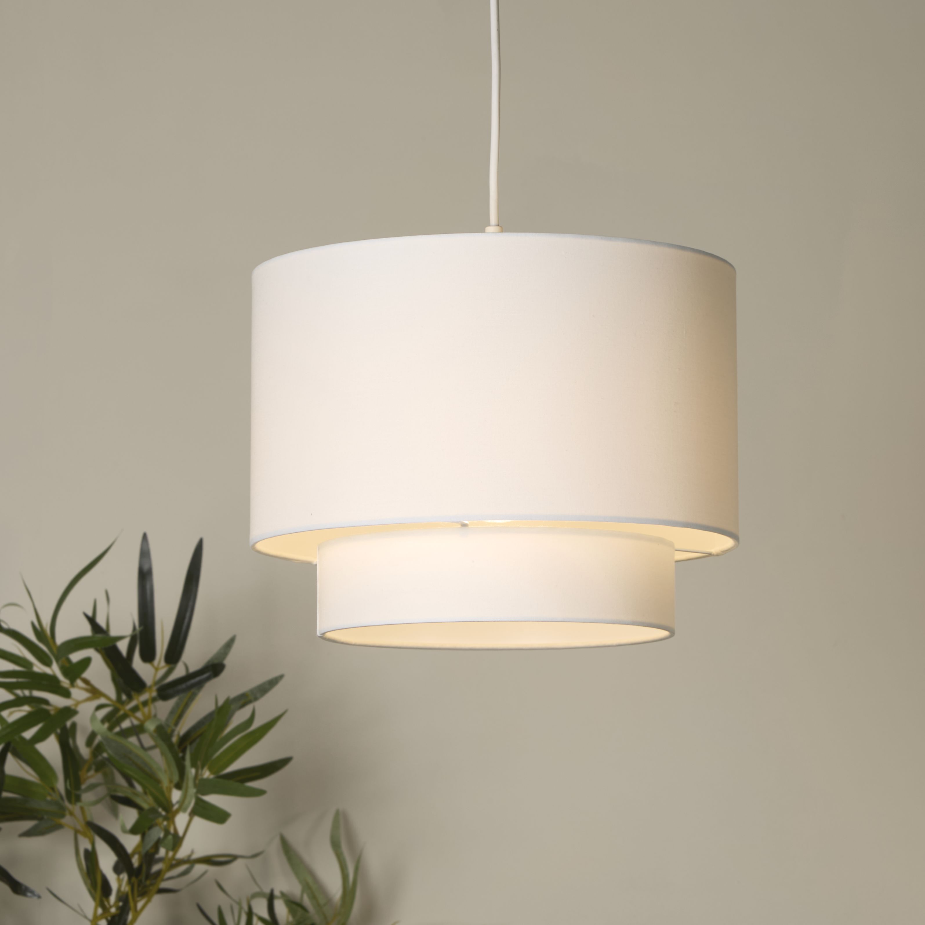 White Two Tier Drum Shade (30cm)