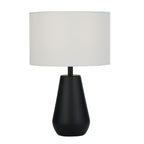 Matt Black Touch Table Lamps with Linen Shades (Pair)