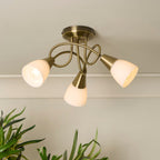 3 Light Antique Brass Twist Ceiling Light