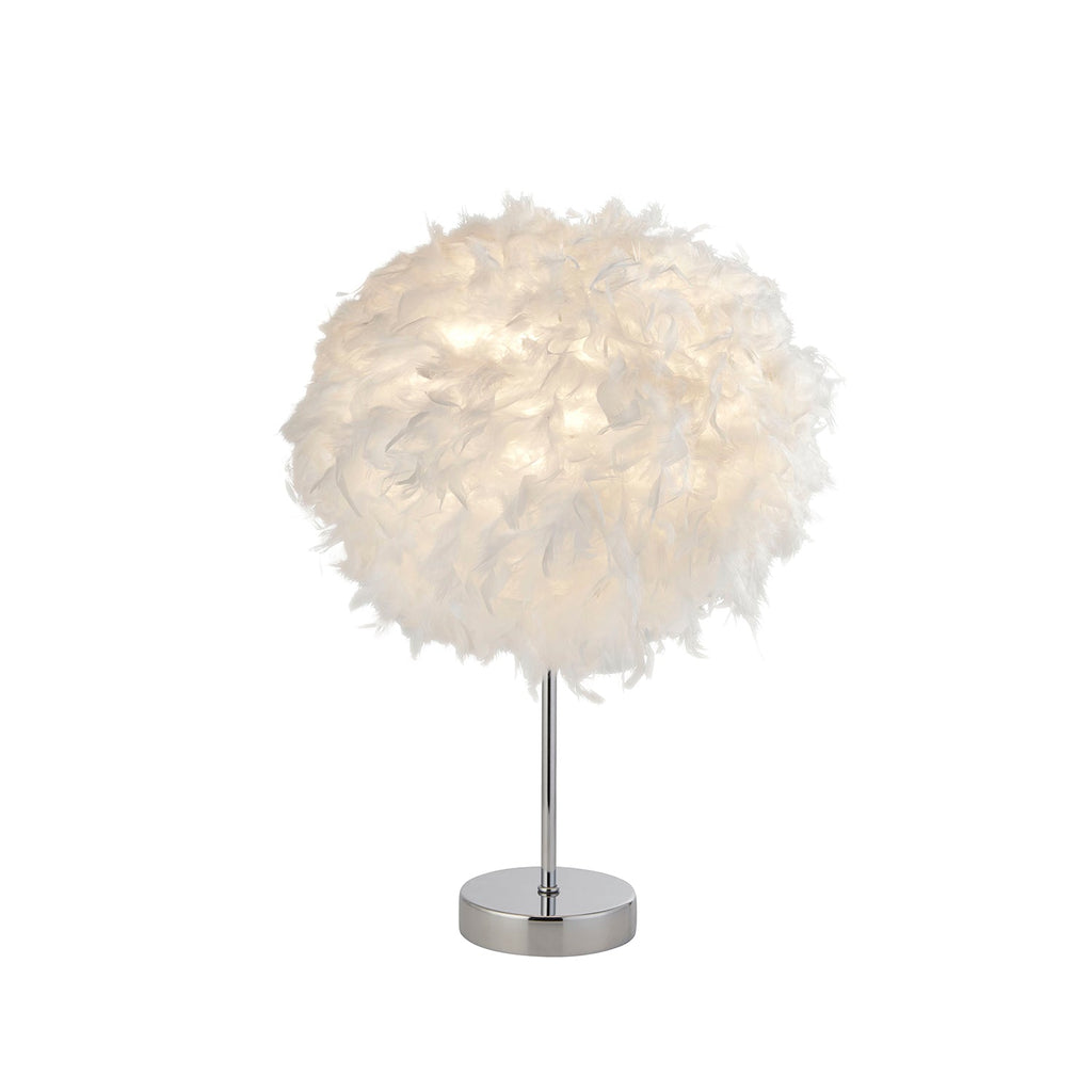 White Feather Shade Table Lamp