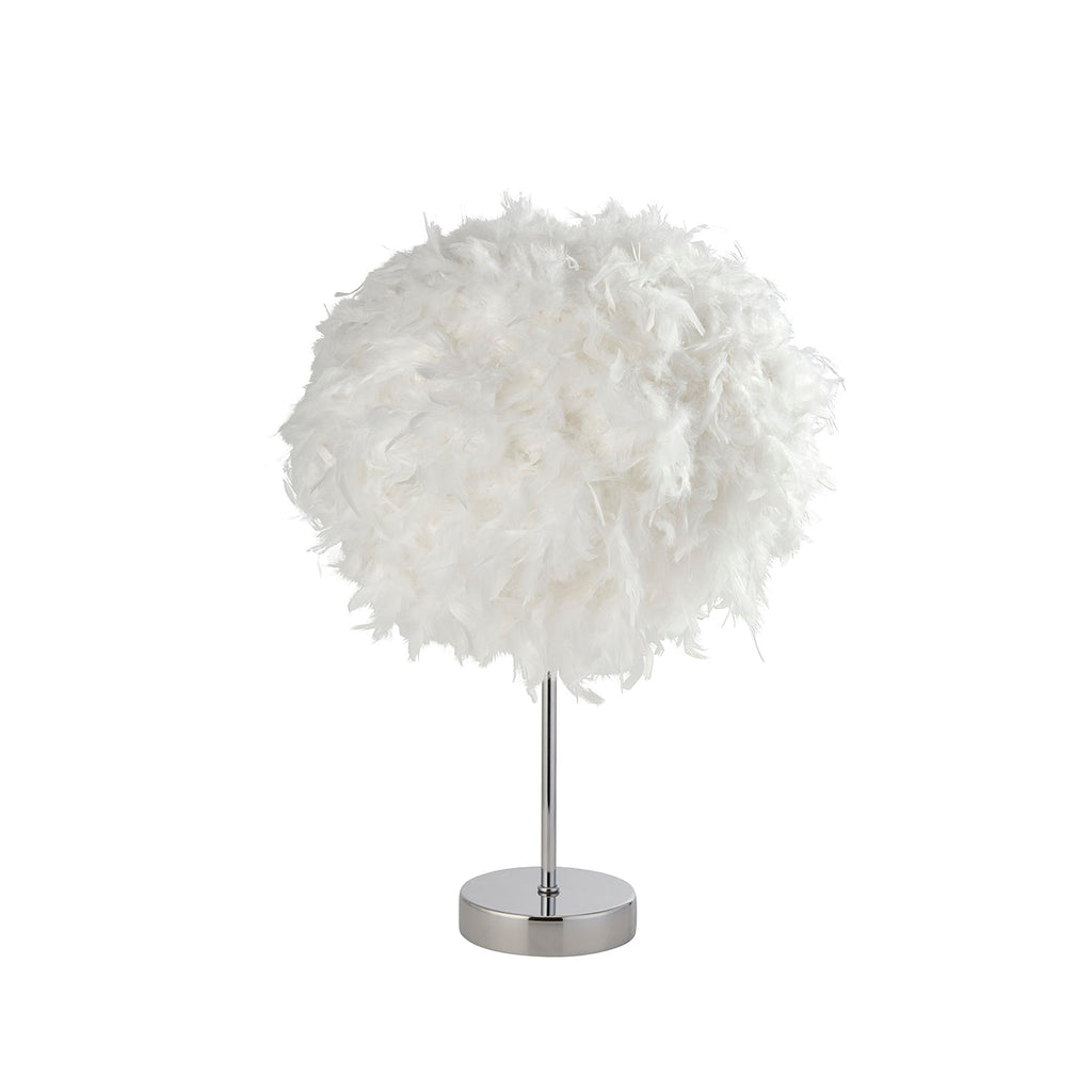White Feather Shade Table Lamp