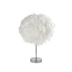 White Feather Shade Table Lamp