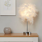 White Feather Shade Table Lamp