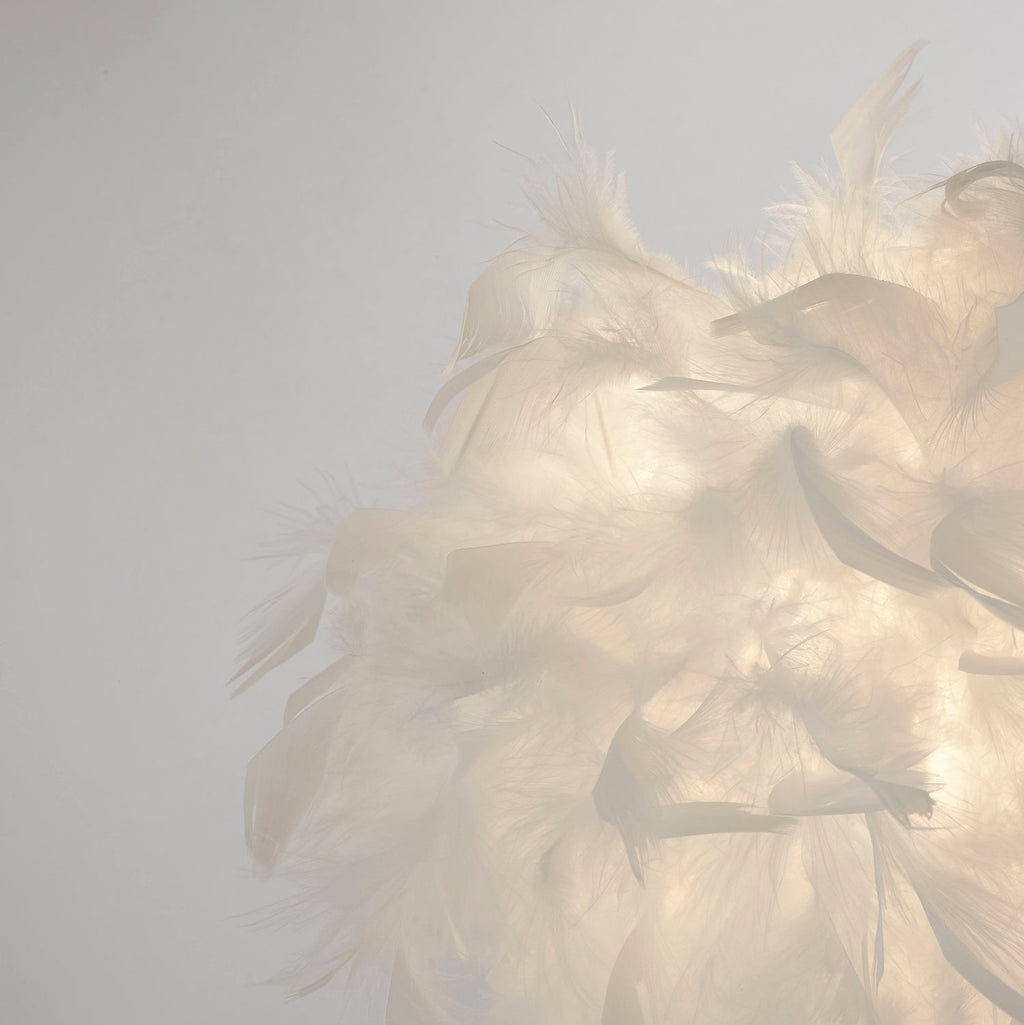 White Feather Shade Table Lamp