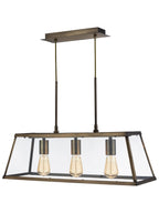 Harbour 3 Light Antique Brass Lantern Bar Pendant Ceiling Light