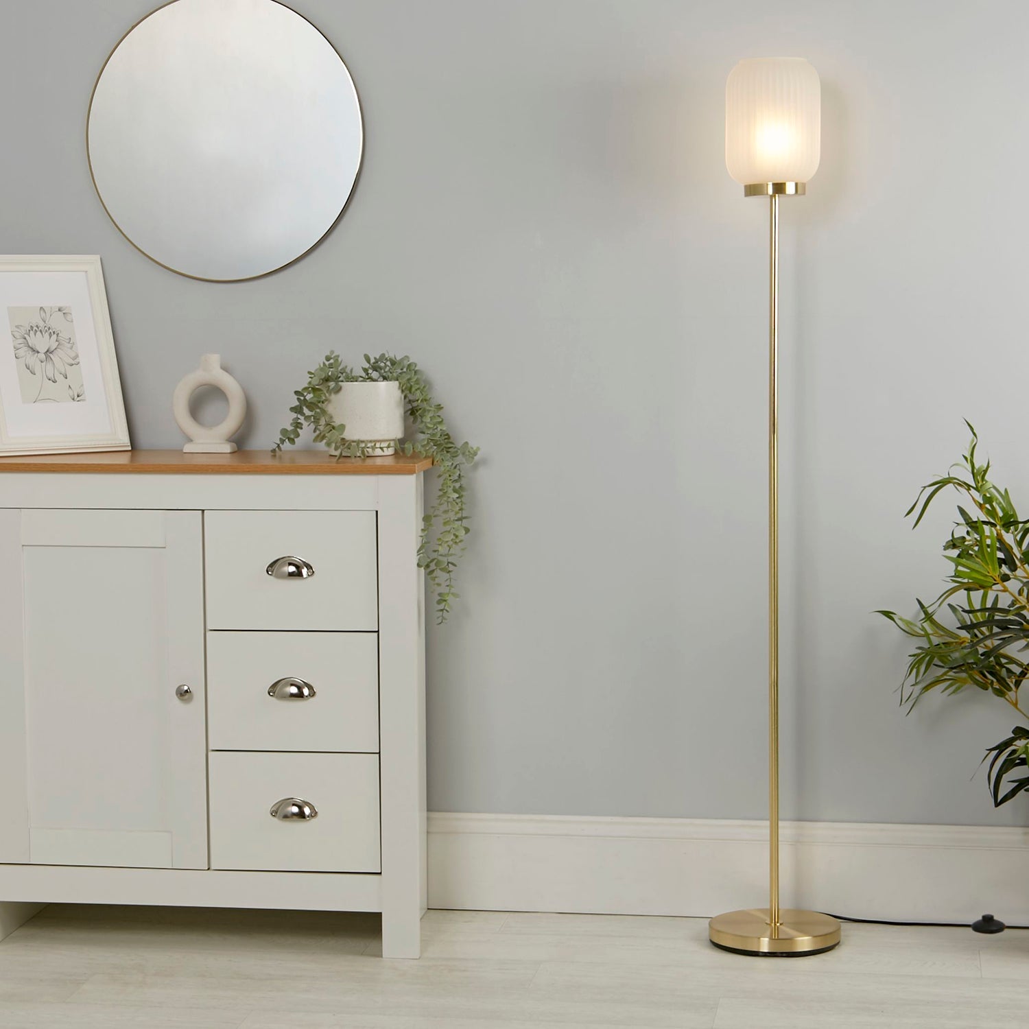 Flute Frosted Ribbed Acrylic Shade Floor Lamp