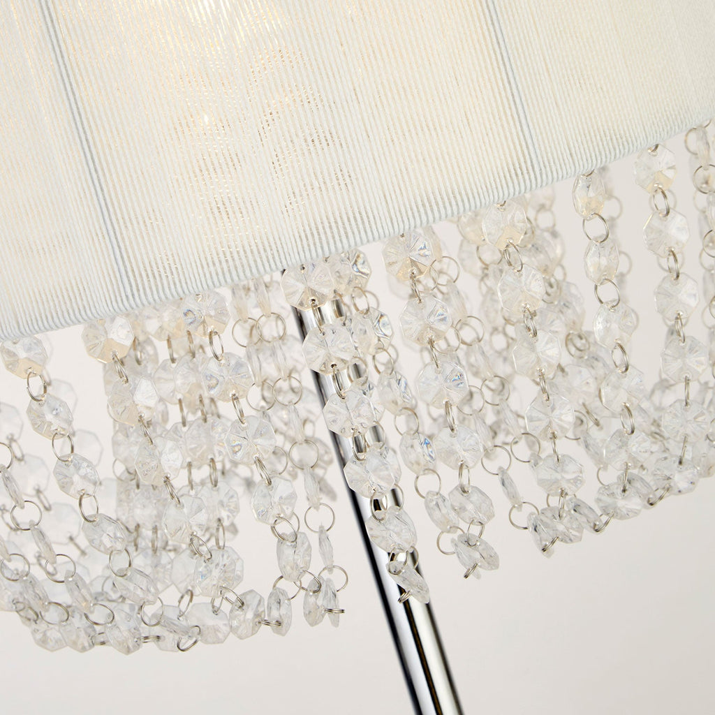 Luna White Floor Lamp with Acrylic Drops