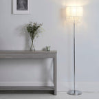 Luna White Floor Lamp with Acrylic Drops