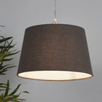 Oakfield Classic Grey Linen Tapered Drum Easy Fit Light Shade