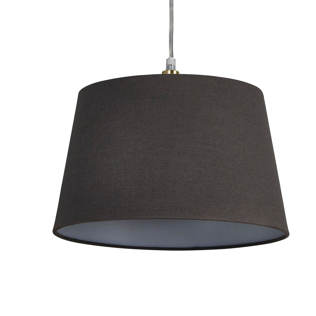 Oakfield Classic Grey Linen Tapered Drum Easy Fit Light Shade