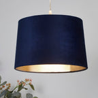 Navy Velour Velvet Tapered Drum Easy Fit Shade