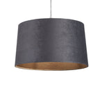 Velour Grey Velvet Tapered Easy Fit Drum Light Shade