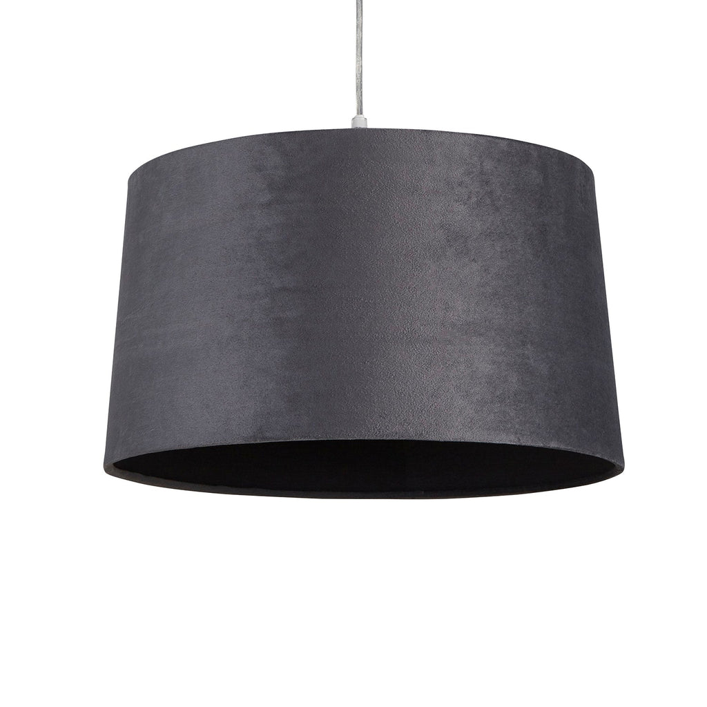 Velour Grey Velvet Tapered Easy Fit Drum Light Shade