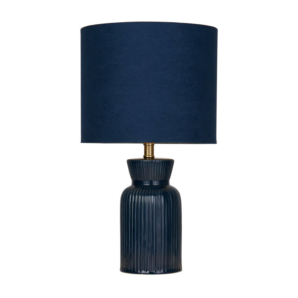Sapphire Midnight Blue Ribbed Ceramic Table Lamp