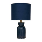 Sapphire Midnight Blue Ribbed Ceramic Table Lamp