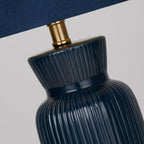 Sapphire Midnight Blue Ribbed Ceramic Table Lamp