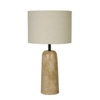 Travertine Base Table Lamp with Linen Shade