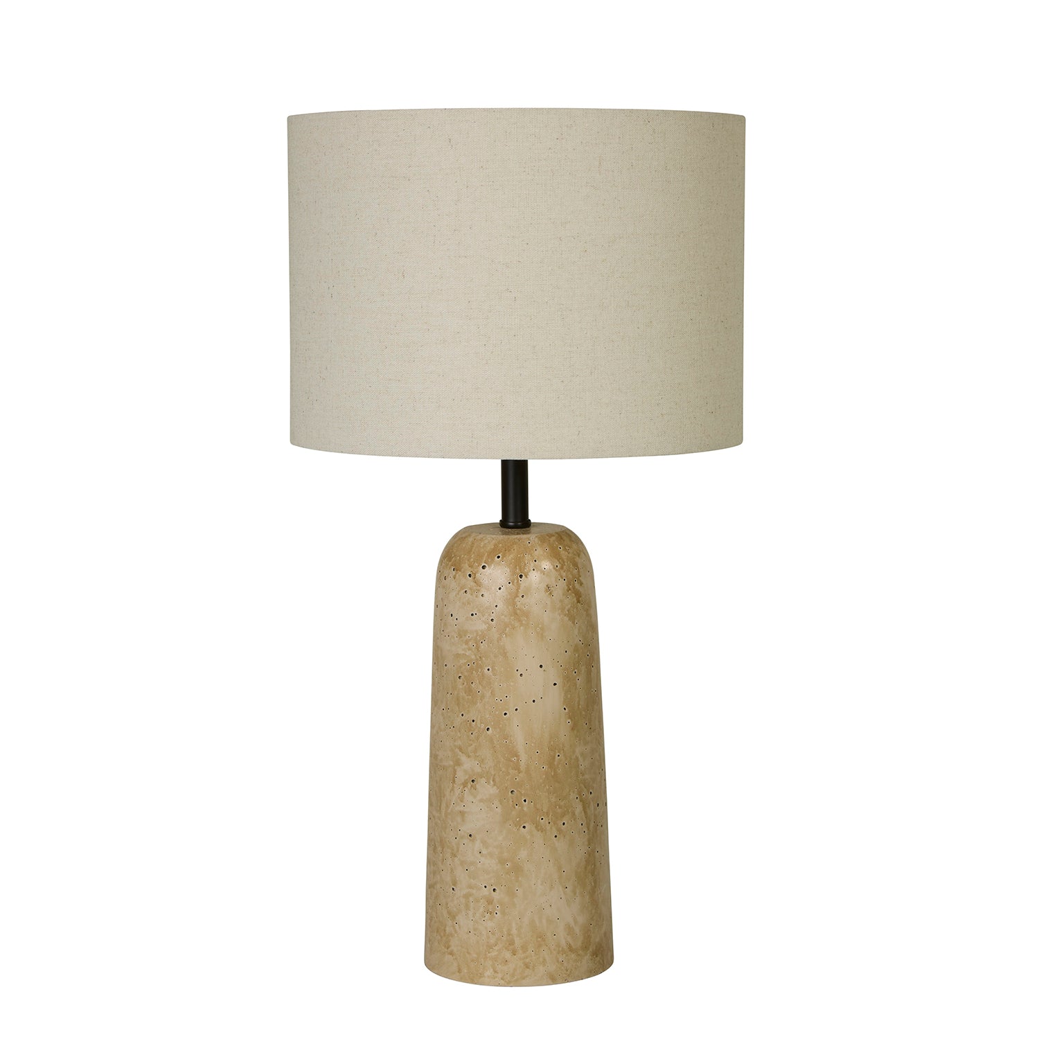 Travertine Base Table Lamp with Linen Shade