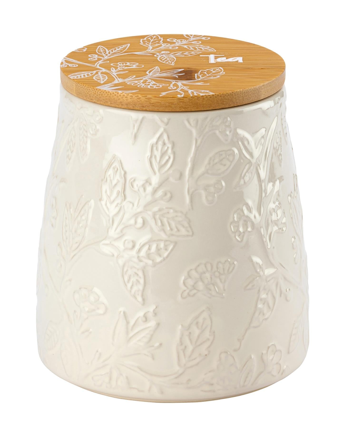 Fieldview Farm Embossed Tea Canister - Bamboo Lid
