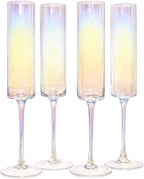 Edge Champagne Flutes - Set of 4 Iridescent | M&W