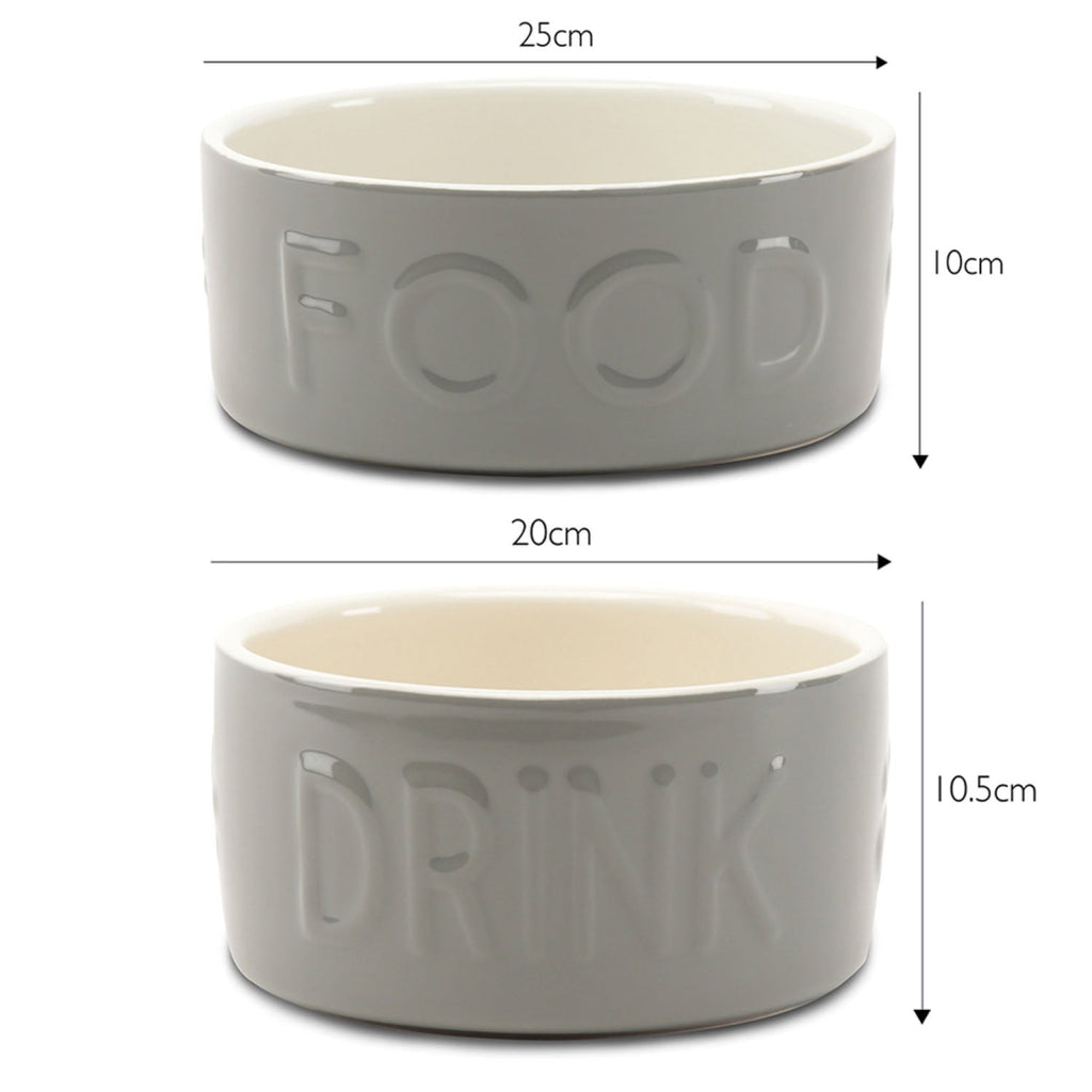 Scruffs Grey Classic Slow Feeder & Drink Bowl Set For Dogs