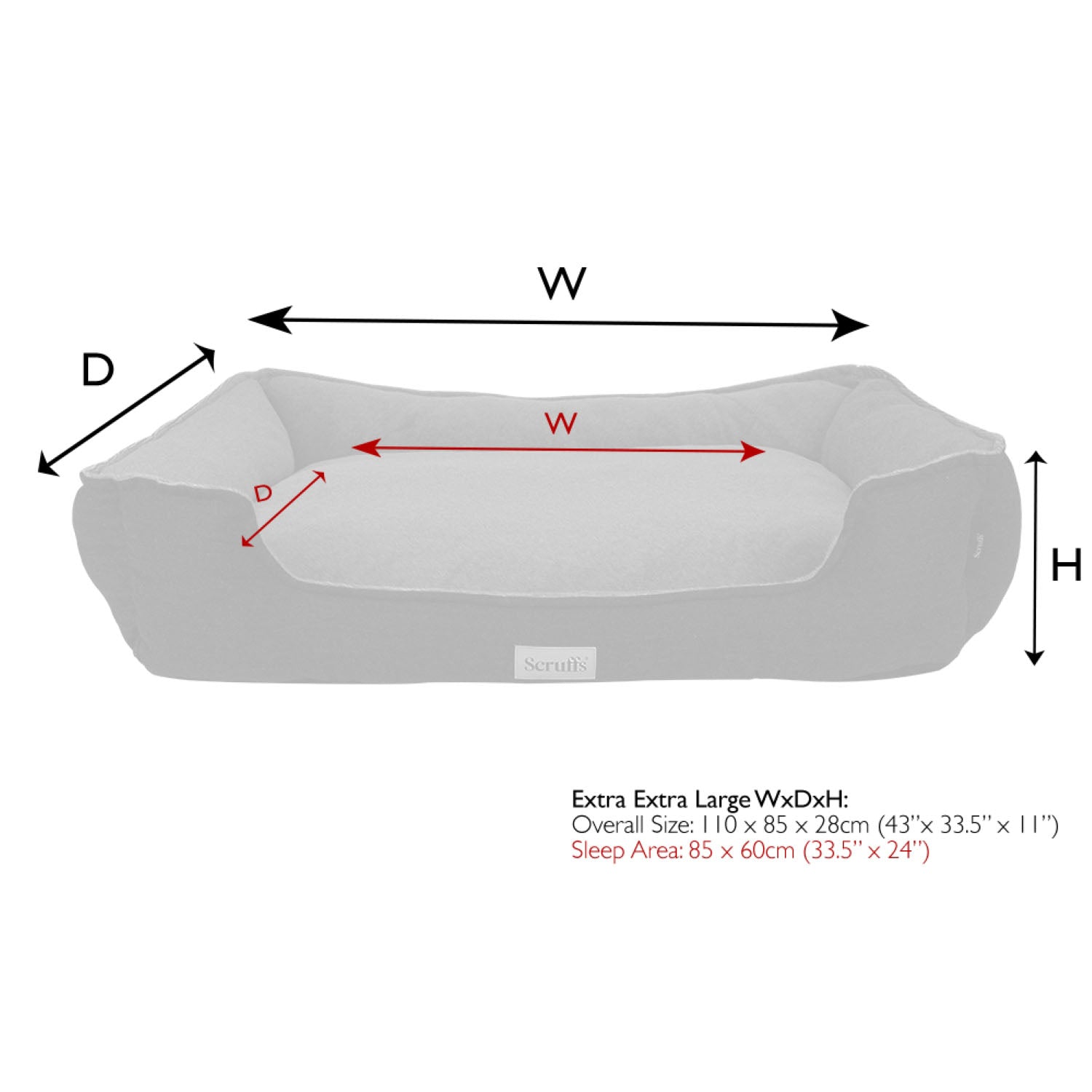 Scruffs Harvard Graphite Memory Foam Water Resistant Box Dog Bed