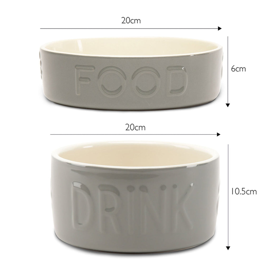 Scruffs Grey Classic Slow Feeder & Drink Bowl Set For Dogs