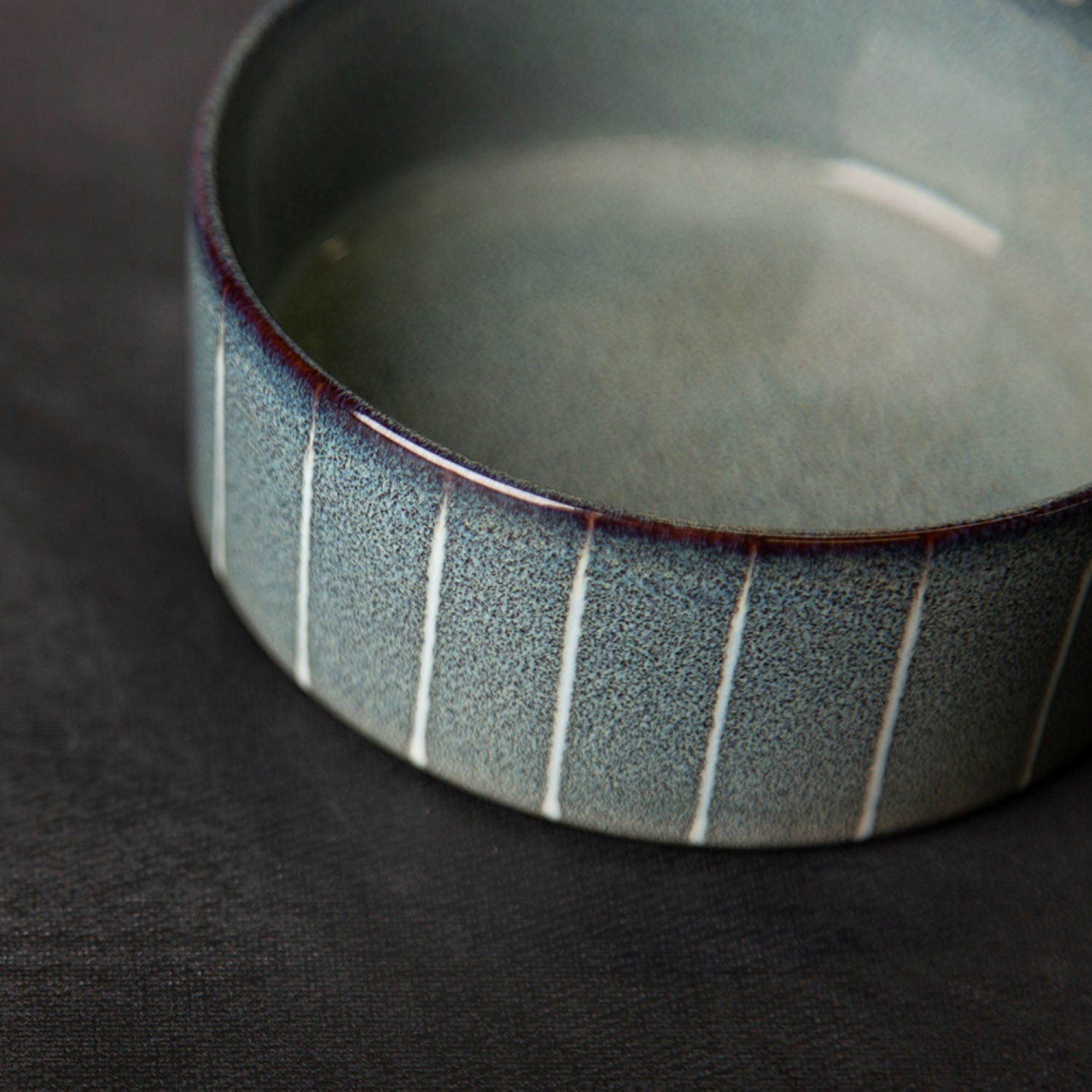 Scruffs Ceramic Heavy Duty Grey Pinstripe Reactive Glaze Dog Bowls (2pc Set)
